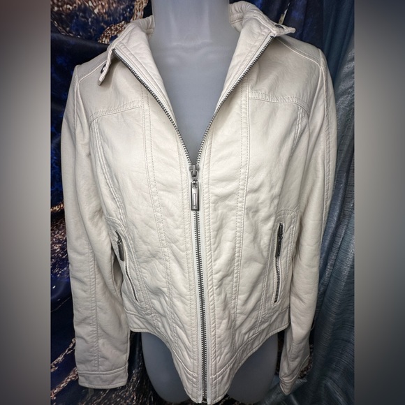 J2 By Jou Jou. Full Zip Distressed Faux Leather Moto Jacket. Size - X-Small - Picture 3 of 12